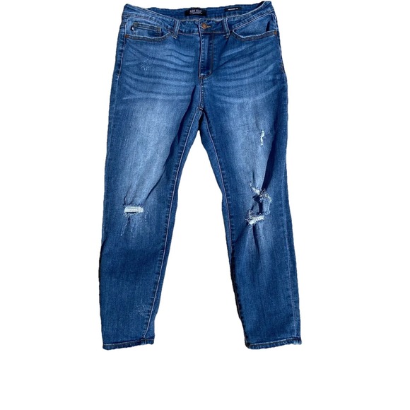 Judy Blue Relaxed Fit Blue Jeans Size 32x26 Mid Rise Distressed‎ Stretch - Picture 1 of 11